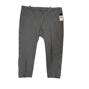 Lauren Ralph Lauren LRL Plaid Slim Fit‎ Stretch Cropped Pants Black White 22W